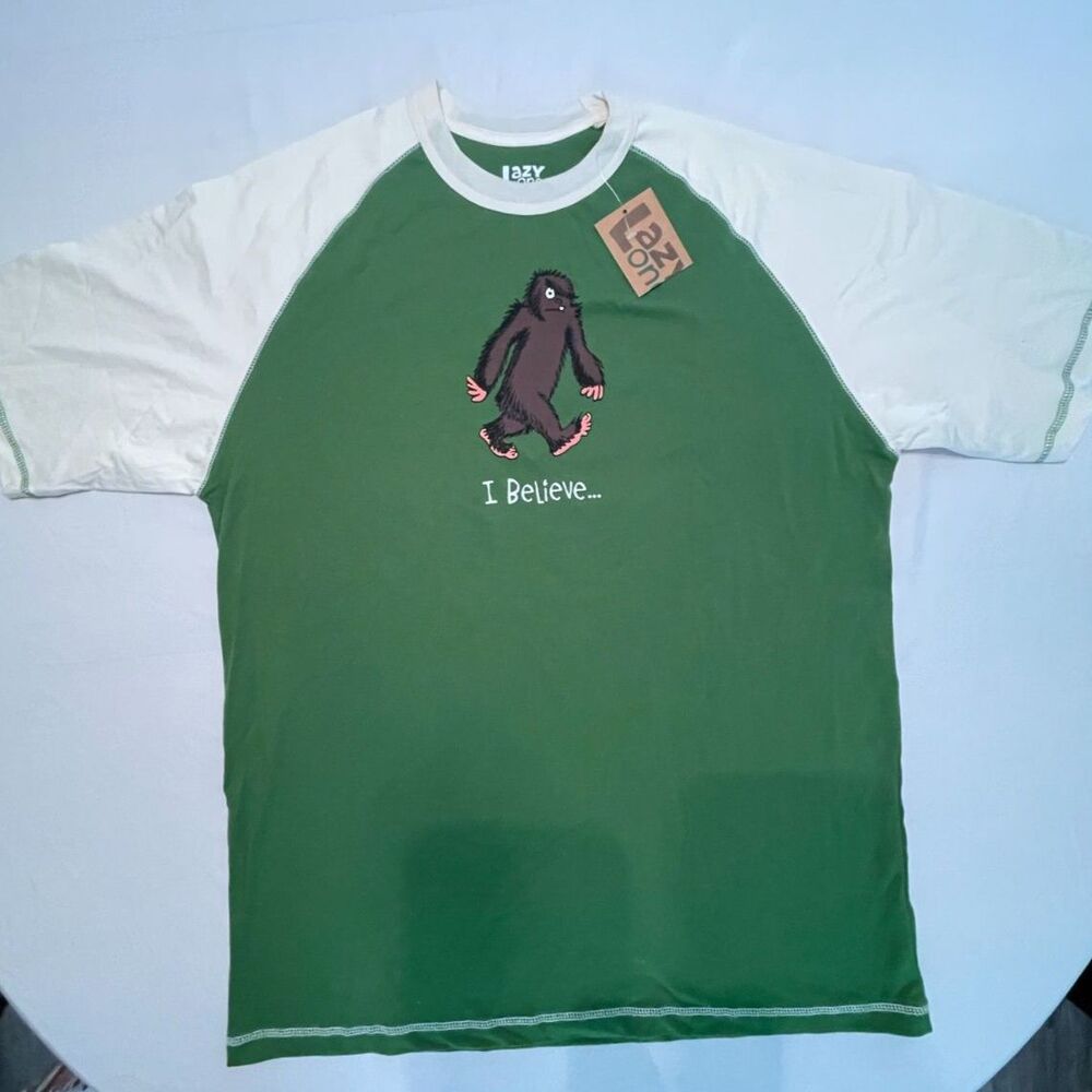 New Big Foot "I Believe" Lazy One 100% Cotton Jersey Style Shirt Unisex Men's XL